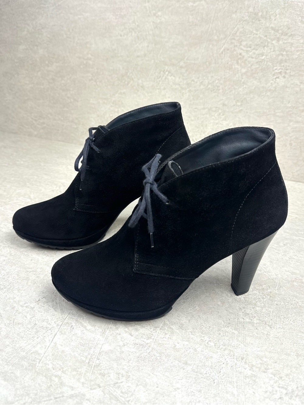 Paul Green Black Suede Lace Up Heeled Ankle Booties UK 5.5 US 8